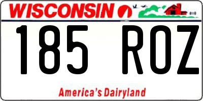 WI license plate 185ROZ