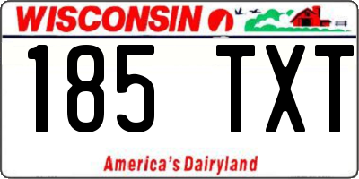 WI license plate 185TXT