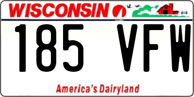 WI license plate 185VFW