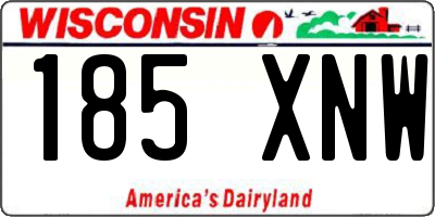 WI license plate 185XNW