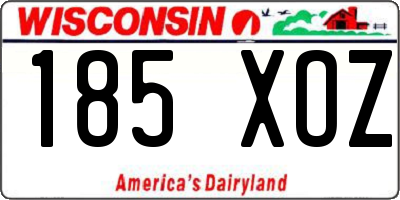 WI license plate 185XOZ
