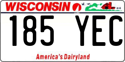WI license plate 185YEC