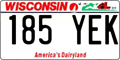 WI license plate 185YEK