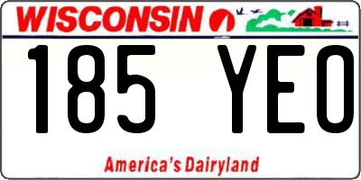 WI license plate 185YEO