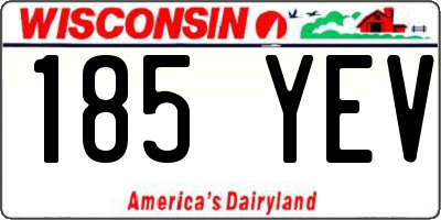 WI license plate 185YEV
