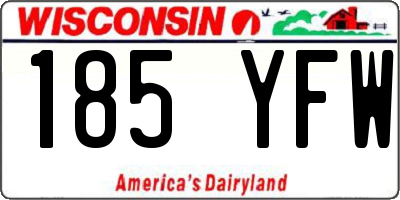 WI license plate 185YFW