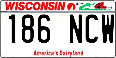 WI license plate 186NCW