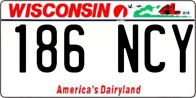 WI license plate 186NCY