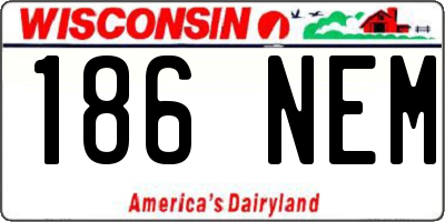 WI license plate 186NEM
