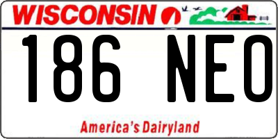 WI license plate 186NEO