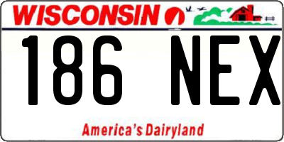 WI license plate 186NEX
