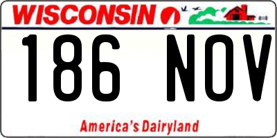 WI license plate 186NOV