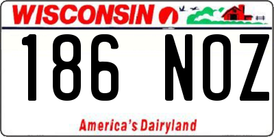 WI license plate 186NOZ