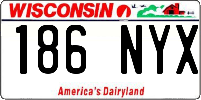 WI license plate 186NYX