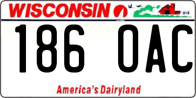 WI license plate 186OAC