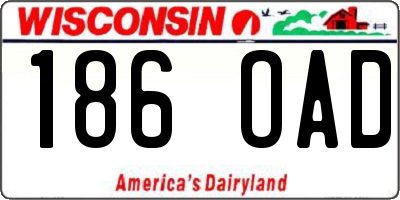 WI license plate 186OAD