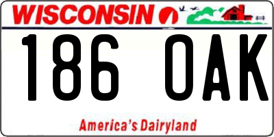 WI license plate 186OAK