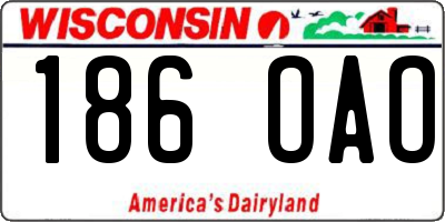 WI license plate 186OAO