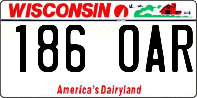 WI license plate 186OAR