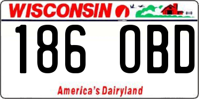 WI license plate 186OBD