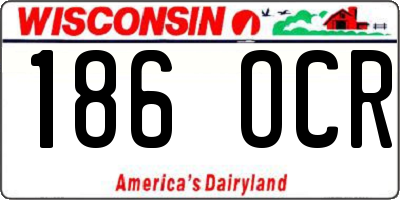 WI license plate 186OCR