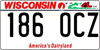 WI license plate 186OCZ
