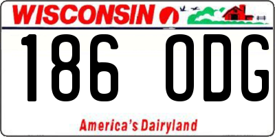 WI license plate 186ODG
