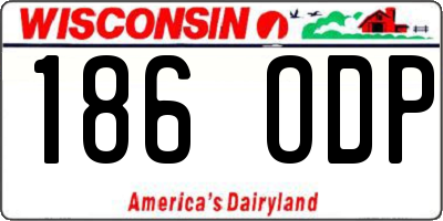 WI license plate 186ODP