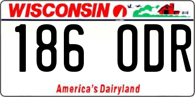 WI license plate 186ODR