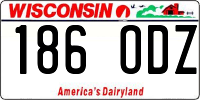WI license plate 186ODZ