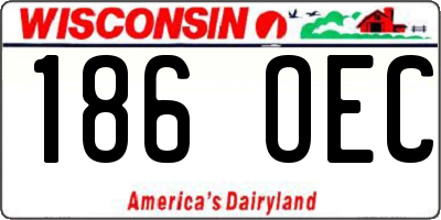 WI license plate 186OEC