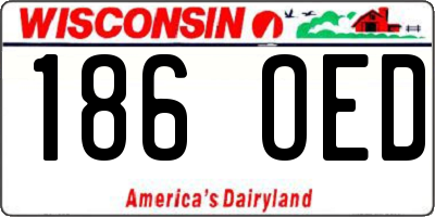 WI license plate 186OED