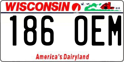 WI license plate 186OEM