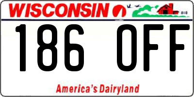 WI license plate 186OFF