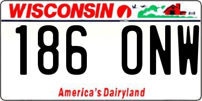 WI license plate 186ONW