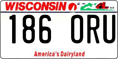 WI license plate 186ORU