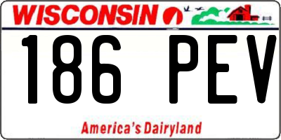 WI license plate 186PEV