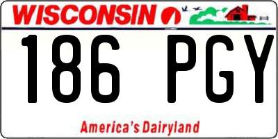 WI license plate 186PGY
