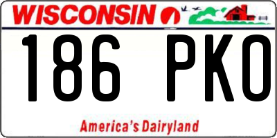 WI license plate 186PKO