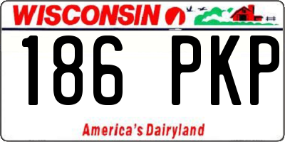 WI license plate 186PKP