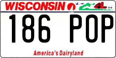 WI license plate 186POP