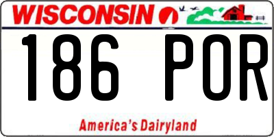 WI license plate 186POR