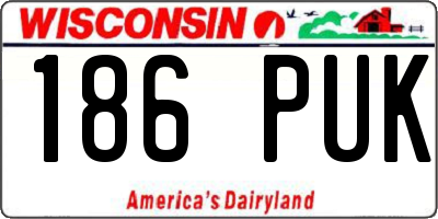 WI license plate 186PUK