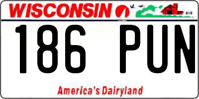 WI license plate 186PUN