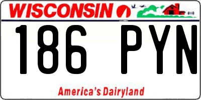 WI license plate 186PYN