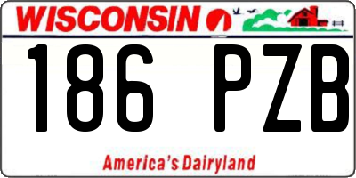 WI license plate 186PZB