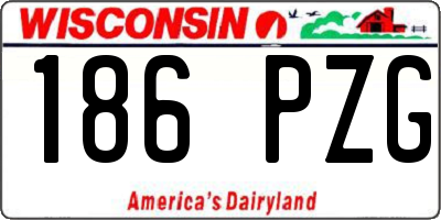 WI license plate 186PZG