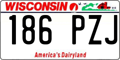 WI license plate 186PZJ