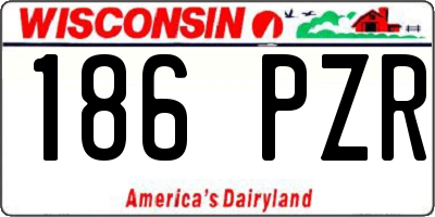 WI license plate 186PZR