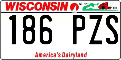 WI license plate 186PZS